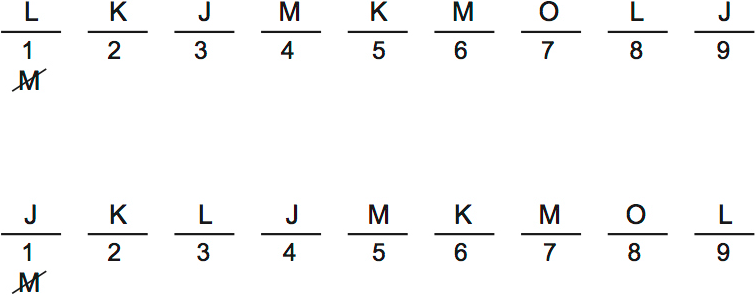 LSAT PrepTest 34, Game 1, Question 4, Diagram 1