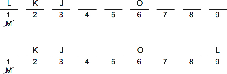 LSAT PrepTest 34, Game 1, Question 6, Diagram 1